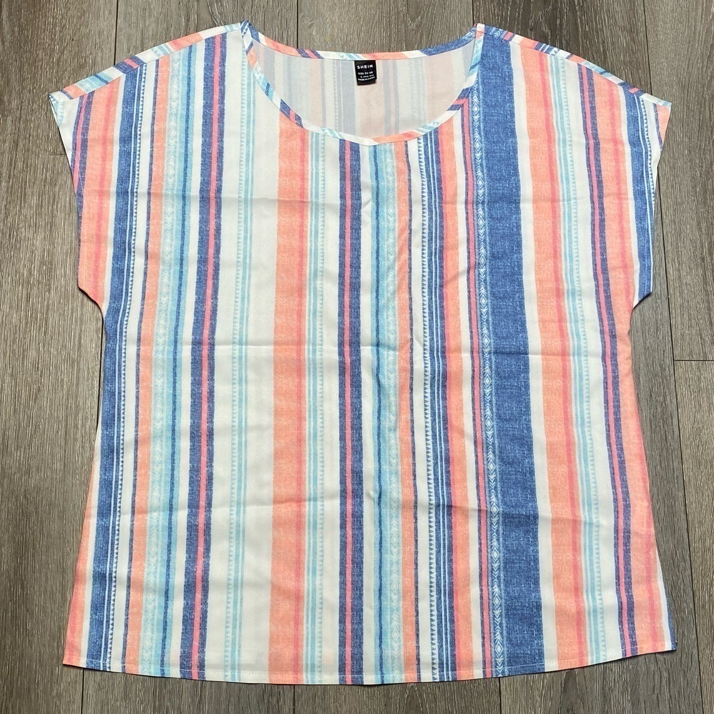 Shein Womens Stripe Blouse Multicolor Size Large NWOT